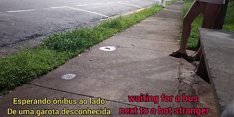 Jerking off next to a suspicious hottie at the bus stop!
